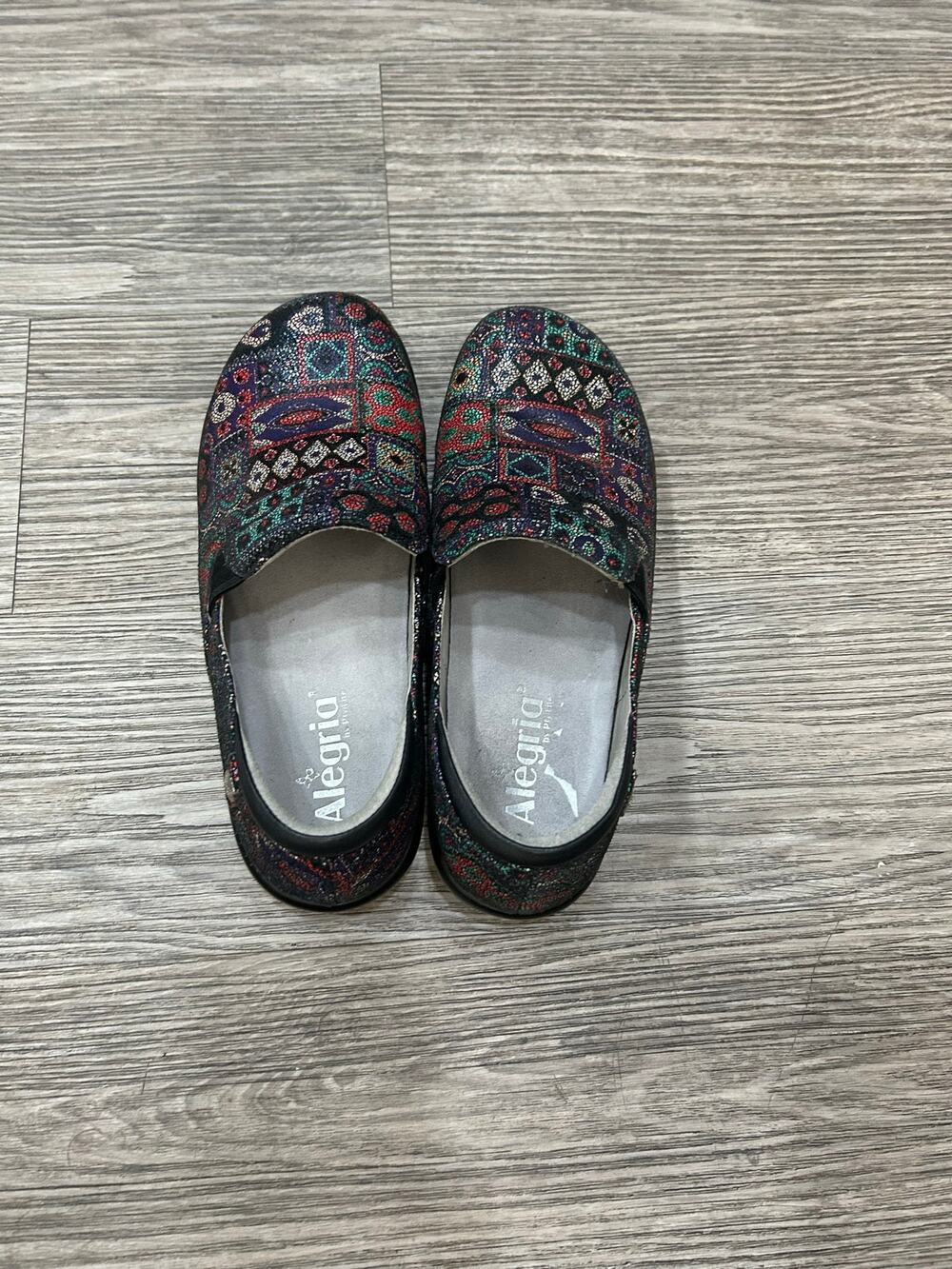 Alegria KEL-785 Multi Tapestry Leather Slip-On Clogs Shoes Women EU 38 US 7.5-8